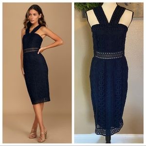 knee length dresses for ladies Navy Blue Short Dress main image 1